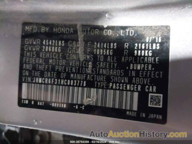 HONDA ACCORD HYBRID, JHMCR6F31HC003778