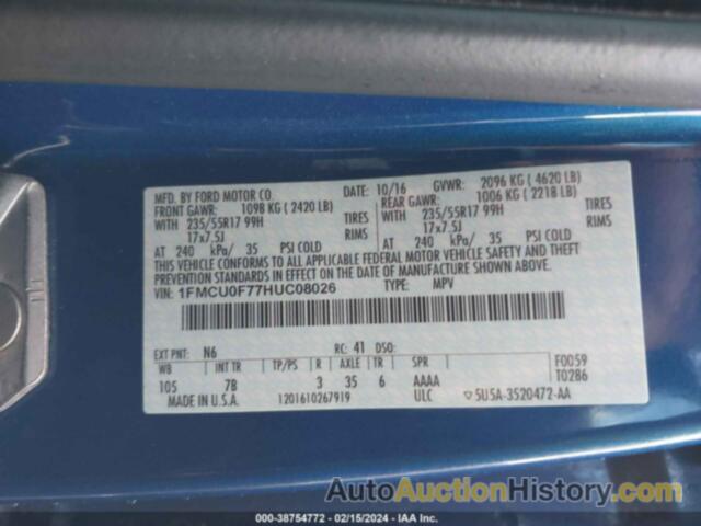 FORD ESCAPE S, 1FMCU0F77HUC08026