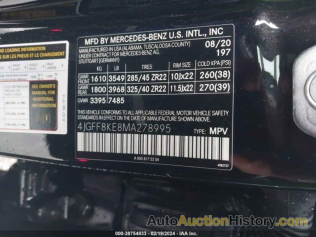 MERCEDES-BENZ GLS 63 AMG 4MATIC, 4JGFF8KE8MA278995