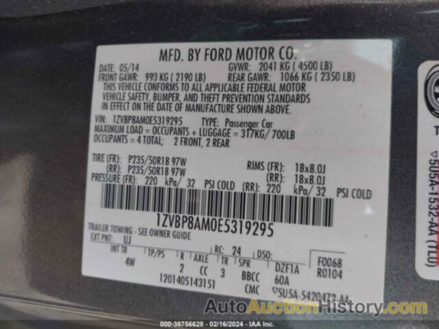 FORD MUSTANG V6 PREMIUM, 1ZVBP8AM0E5319295