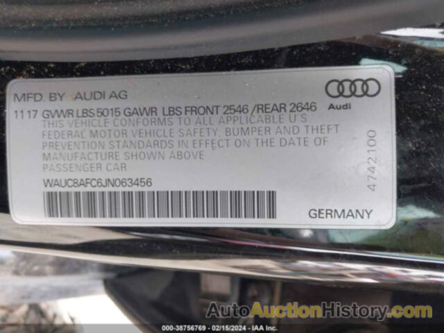 AUDI A6 2.0T PREMIUM/2.0T SPORT, WAUC8AFC6JN063456