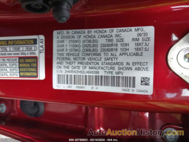 HONDA CR-V AWD EX, 2HKRW2H50LH649399