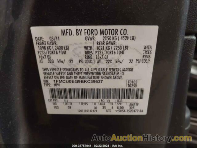 FORD ESCAPE LIMITED, 1FMCU0EG9BKC39637