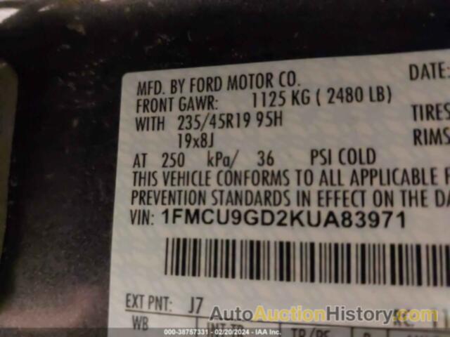 FORD ESCAPE SE, 1FMCU9GD2KUA83971