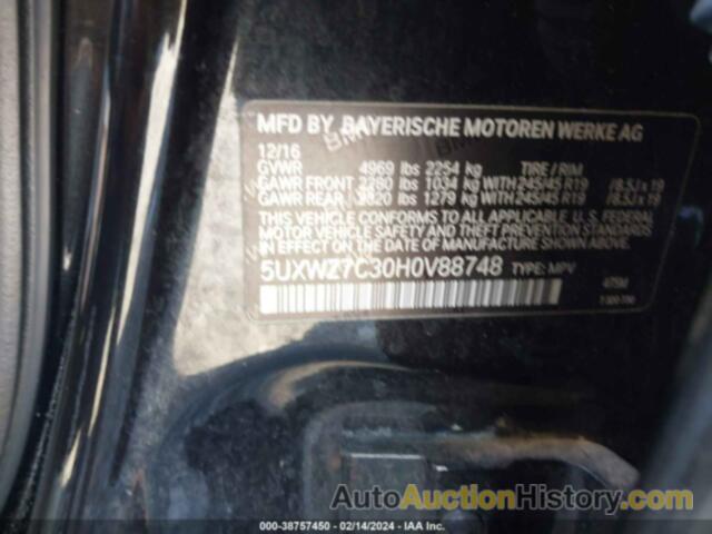 BMW X3 SDRIVE28I, 5UXWZ7C30H0V88748