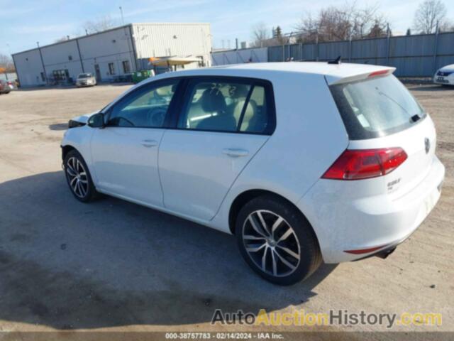 VOLKSWAGEN GOLF TSI S 4-DOOR/TSI SE 4-DOOR/TSI SEL 4-DOOR/TSI WOLFSBURG EDITION 4-DOOR, 3VW217AUXHM034887