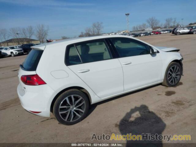 VOLKSWAGEN GOLF TSI S 4-DOOR/TSI SE 4-DOOR/TSI SEL 4-DOOR/TSI WOLFSBURG EDITION 4-DOOR, 3VW217AUXHM034887