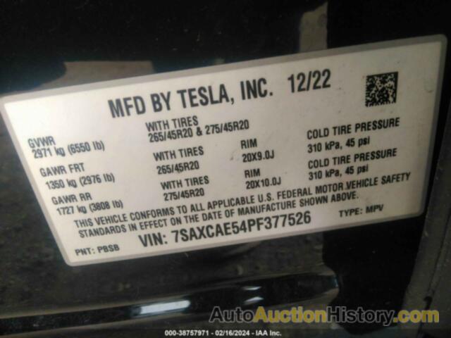 TESLA MODEL X DUAL MOTOR ALL-WHEEL DRIVE/STANDARD RANGE, 7SAXCAE54PF377526