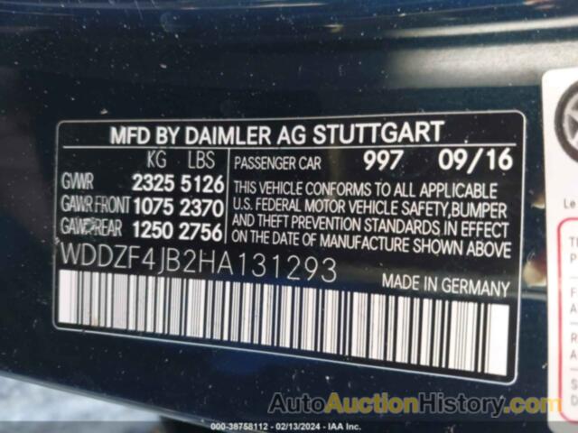 MERCEDES-BENZ E 300, WDDZF4JB2HA131293