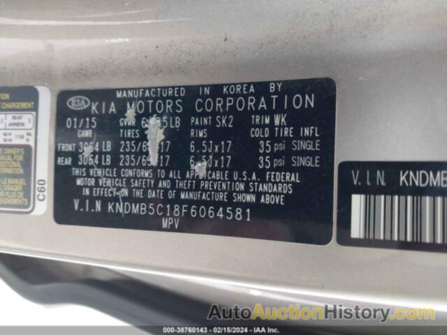 KIA SEDONA LX, KNDMB5C18F6064581