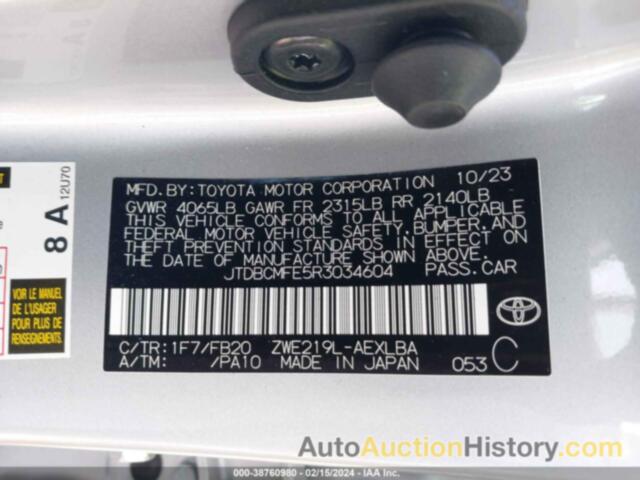 TOYOTA COROLLA HYBRID LE, JTDBCMFE5R3034604