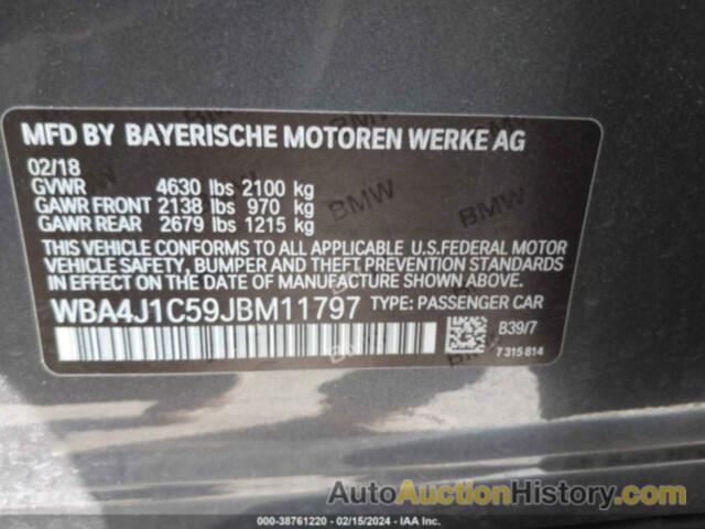 BMW 430I GRAN COUPE, WBA4J1C59JBM11797
