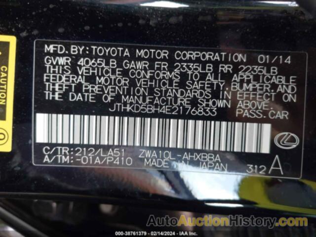 LEXUS CT 200H, JTHKD5BH4E2176833