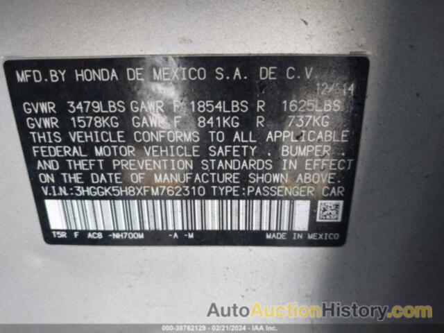 HONDA FIT EX/EXL, 3HGGK5H8XFM762310