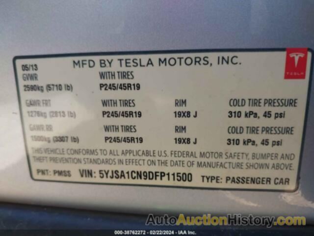 TESLA MODEL S, 5YJSA1CN9DFP11500