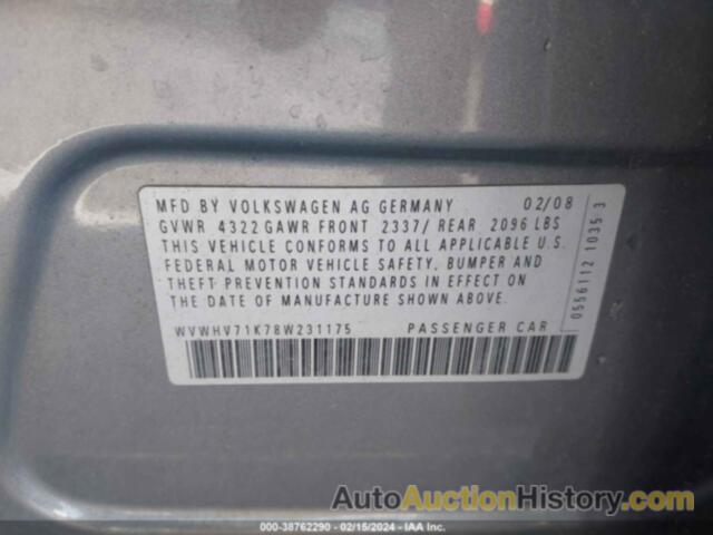 VOLKSWAGEN GTI 4-DOOR, WVWHV71K78W231175