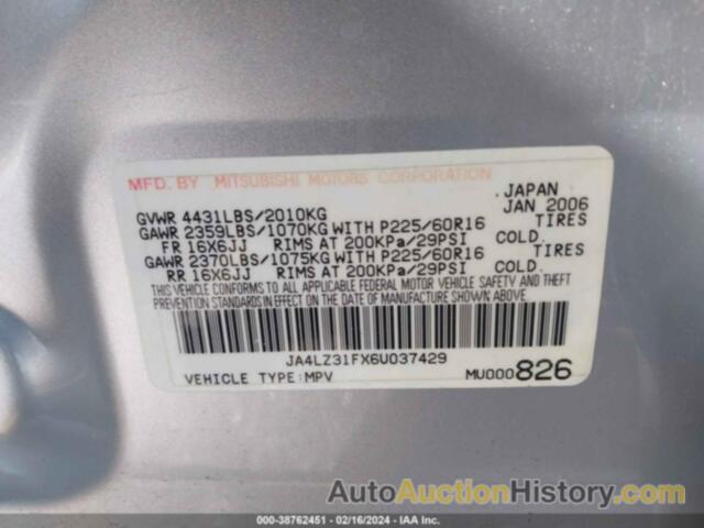 MITSUBISHI OUTLANDER LS, JA4LZ31FX6U037429