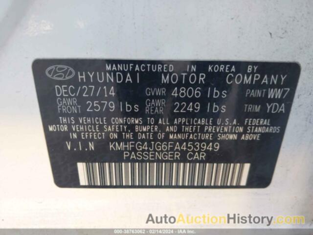 HYUNDAI AZERA, KMHFG4JG6FA453949