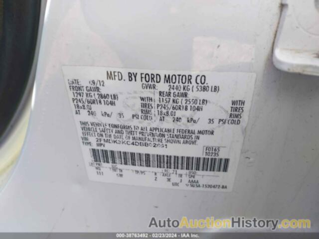 FORD EDGE LIMITED, 2FMDK3KC4DBB02891