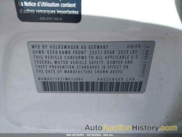 VOLKSWAGEN GTI 4-DOOR, WVWHV71K37W013684