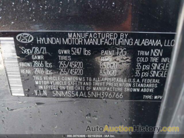 HYUNDAI SANTA FE CALLIGRAPHY, 5NMS54AL5NH396766