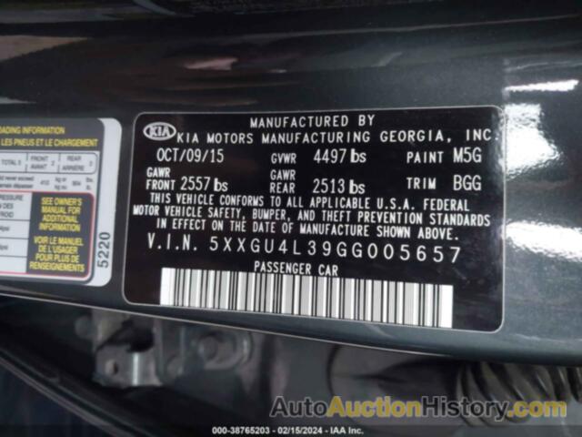 KIA OPTIMA EX, 5XXGU4L39GG005657