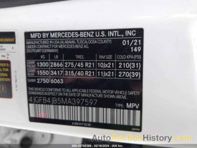 MERCEDES-BENZ GLE 350, 4JGFB4JB5MA397597