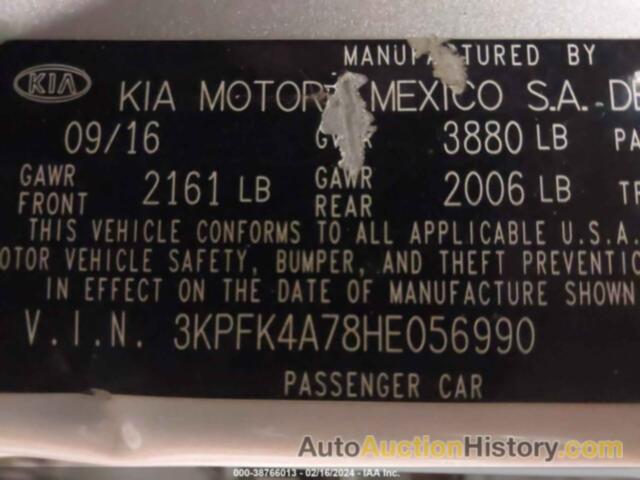 KIA FORTE LX, 3KPFK4A78HE056990