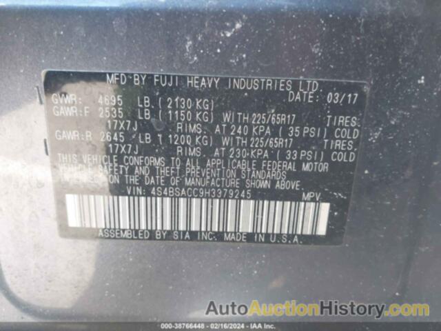 SUBARU OUTBACK 2.5I PREMIUM, 4S4BSACC9H3379245