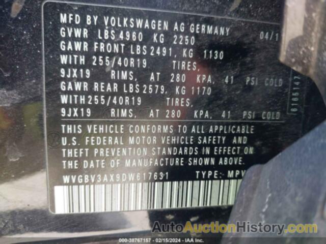 VOLKSWAGEN TIGUAN SEL, WVGBV3AX9DW617631