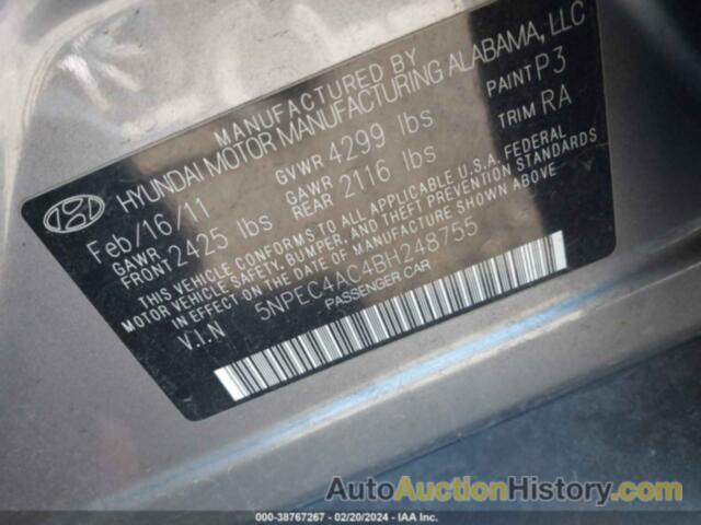 HYUNDAI SONATA SE/LIMITED, 5NPEC4AC4BH248755