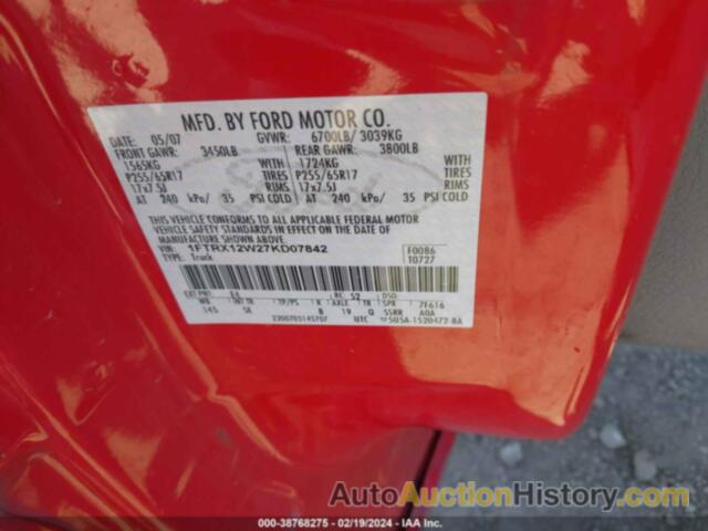 FORD F-150 STX/XL/XLT, 1FTRX12W27KD07842