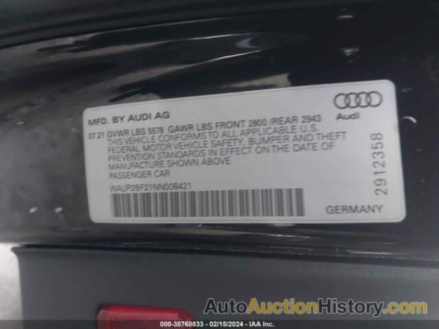 AUDI A7 SPORTBACK PREMIUM 55 TFSI QUATTRO S TRONIC, WAUP2BF21NN008421