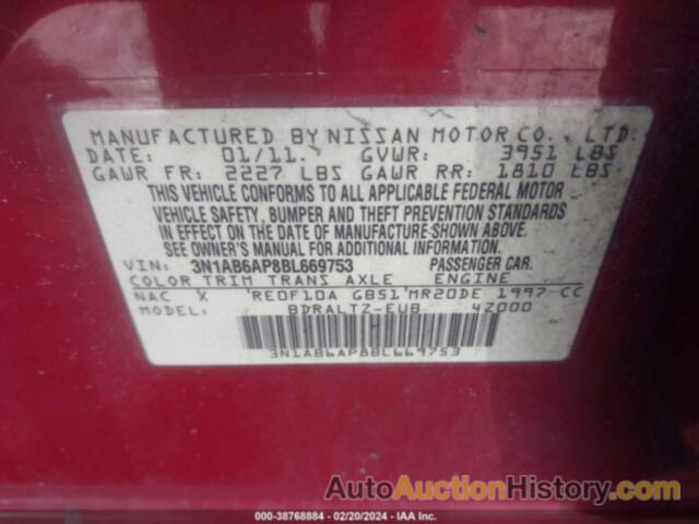 NISSAN SENTRA 2.0S, 3N1AB6AP8BL669753