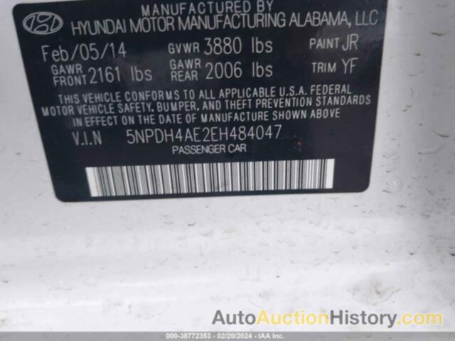 HYUNDAI ELANTRA SE, 5NPDH4AE2EH484047