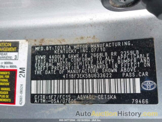 TOYOTA CAMRY SE, 4T1BF3EK5BU633622