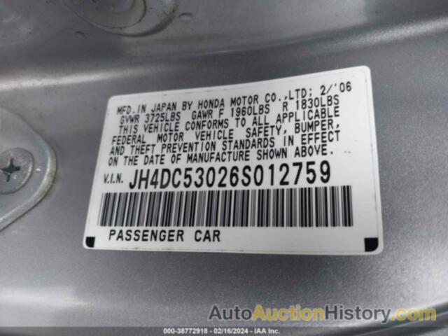 ACURA RSX TYPE S, JH4DC53026S012759