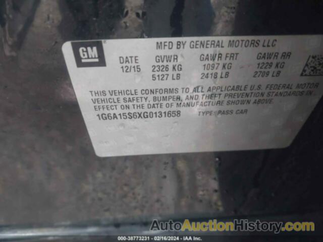 CADILLAC CTS-V, 1G6A15S6XG0131658