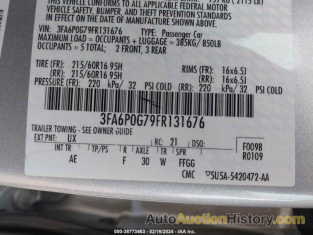 FORD FUSION S, 3FA6P0G79FR131676