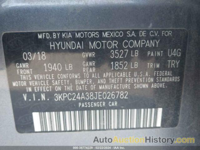 HYUNDAI ACCENT SE/SEL, 3KPC24A38JE026782