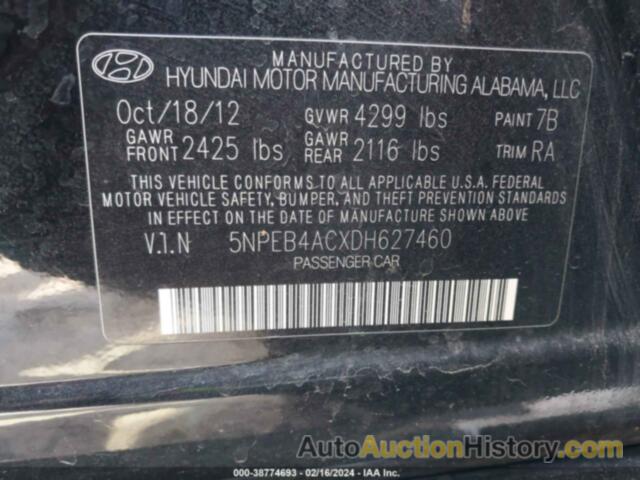 HYUNDAI SONATA GLS, 5NPEB4ACXDH627460