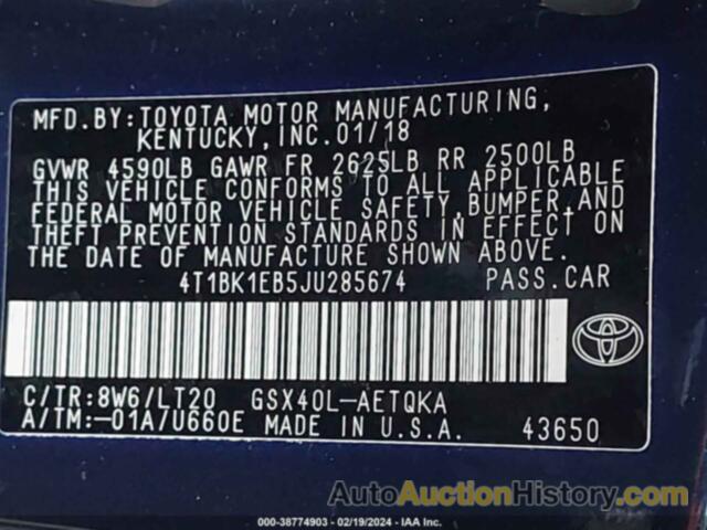 TOYOTA AVALON TOURING, 4T1BK1EB5JU285674