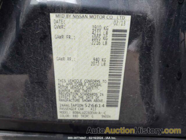 NISSAN ALTIMA 2.5/S/SV/SL, 1N4AL3AP1DN526614