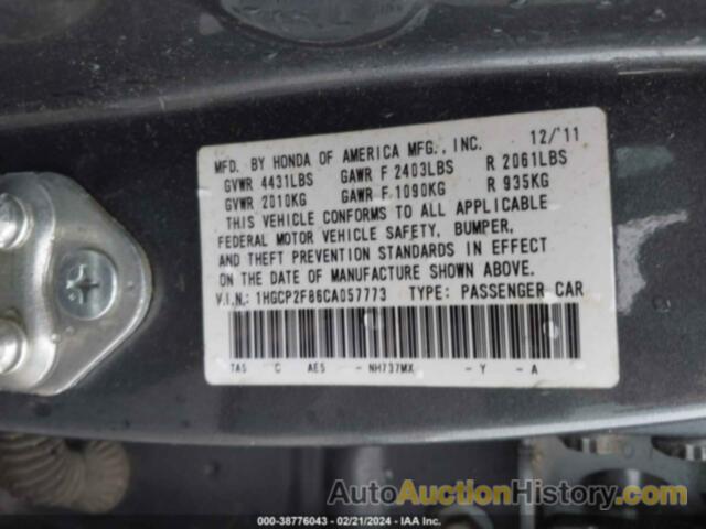 HONDA ACCORD 2.4 EX-L, 1HGCP2F86CA057773