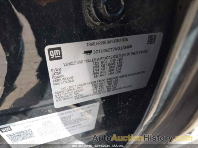 GMC SIERRA 1500 LIMITED 4WD  SHORT BOX AT4, 3GTU9EET7NG138466
