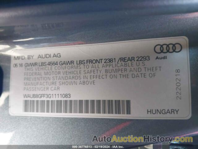 AUDI A3 PREMIUM, WAUB8GFF3G1111083