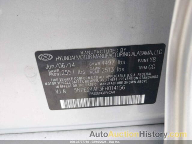 HYUNDAI SONATA SE, 5NPE24AF3FH014156