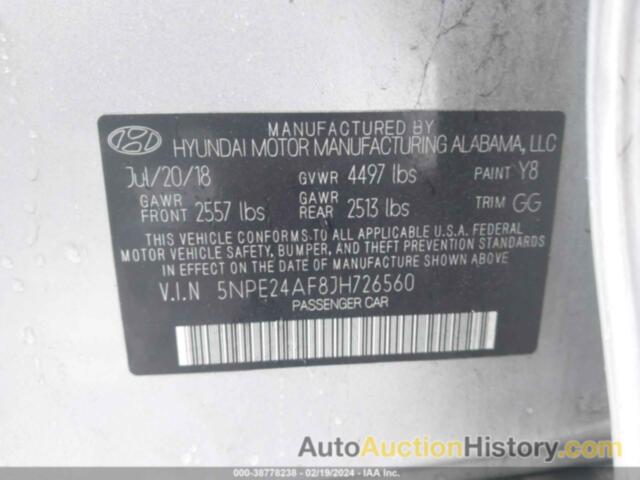 HYUNDAI SONATA SE, 5NPE24AF8JH726560