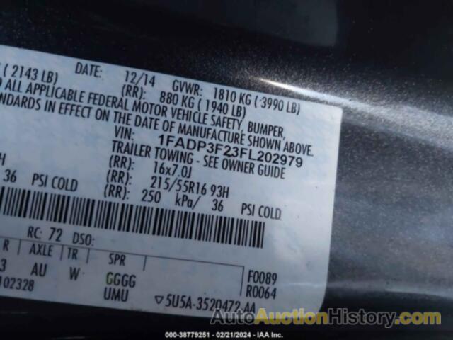 FORD FOCUS SE, 1FADP3F23FL202979