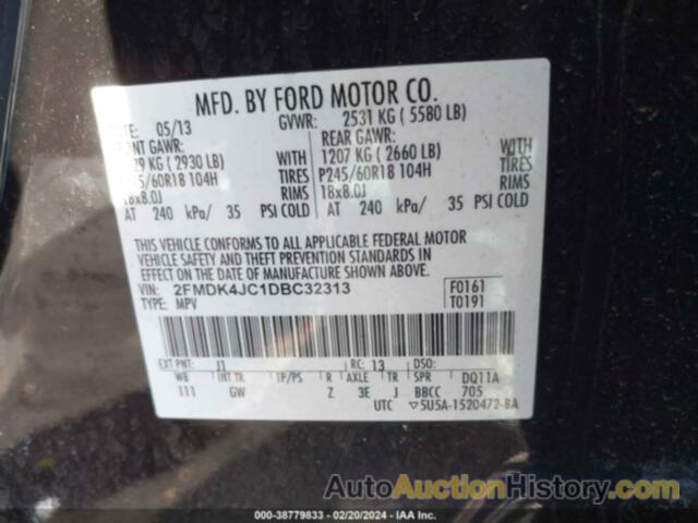 FORD EDGE SEL, 2FMDK4JC1DBC32313